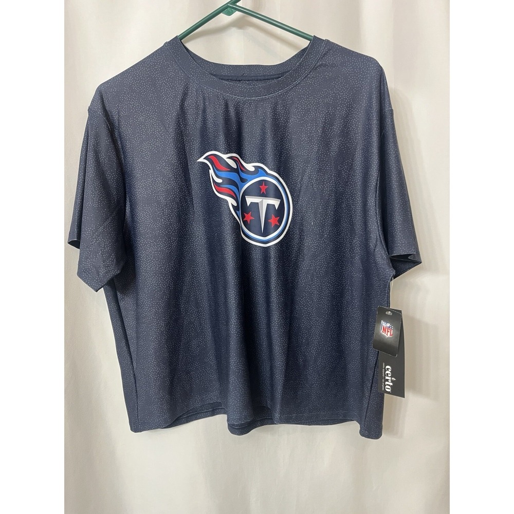 Tennessee Titans Womens NFL Team Logo Fashion Crop Top Shirt Sz XL Football(B69)